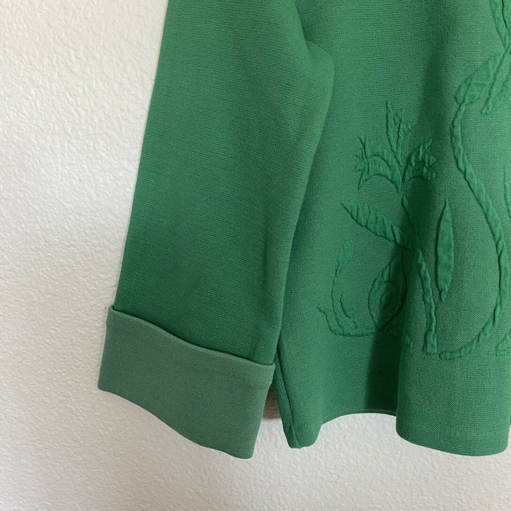 Anthropologie‎ Moth Women Garden Embossed 3/4 Cuff Sleeve Sweater Top Green XS - Picture 3 of 7